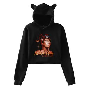 Женские толстовки с капюшоном Kali Uchis Red Moon in Album Merch Пуловер с кошачьими ушками, толстовка с длинными рукавами, женский укороченный топ, одежда 230927