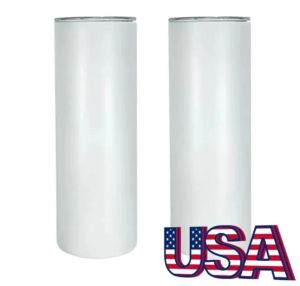 USA warehouse 20oz sublimation matte straight tumbler gloss tumbler matte tumblers stainless steel cup vacuum insulated travel mug 25pcs a case G0928