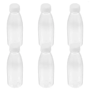 Garrafas de água 6 PCS Garrafa de armazenamento Suco Descartável Recipientes Tampas Chaleira Viagem Bebida Geladeira Vazia Plástico Transparente