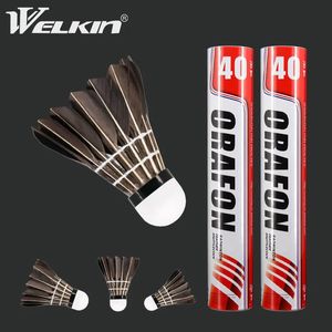 Piłki 12PCS Trwałe Badminton Shuttlecocks Black Goose Feather Shuttlecock do treningu Sport Sport Prędkość 76 77 230927