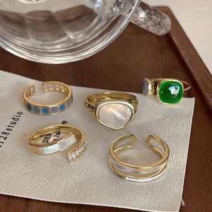 Кольца-кластеры MEETSOFT, винтажное стерлинговое серебро 925 пробы, квадратное красочное рябчатое эмаль, нефритовое открывающееся кольцо для женщин, элегантные ювелирные изделия, оптовая продажа
