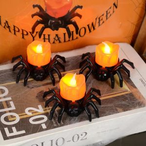 その他のイベントパーティーのサプライハロウィーンの装飾導かれたろうそくのライトプラスチックスパイダーカボチャランプホームバーホーンテッドハウス装飾ホラープロップ230921