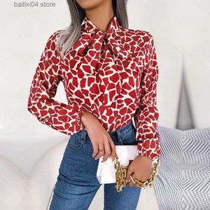 Women's Blouses Shirts FICUSRONG Women's Autumn Winter Temperament Contrast Color Lace Up Lantern Sleeves Chiffon Top For Fashion Chic Blouses T230928