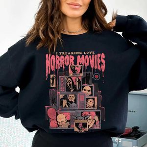 Felpe con cappuccio da donna Felpe colorate I Freaking Love Film horror Felpa Divertente Halloween pullover Donna moda cotone casual vintage Top YQ230928