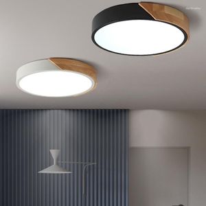 Taklampor modern LED-lampa nordisk ultratunn rund trä macaron barn rum sovrum korridor balkong lampara techo