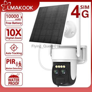 Объектив видеонаблюдения LMAKOOK 4K 8MP 4G Sim-карта Двойной объектив WIFI Солнечная батарея камеры PIR Обнаружение человека Наружная камера видеонаблюдения YQ230928