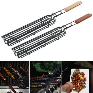 Tools Portable BBQ Grilling Basket Stainless Steel Nonstick Barbecue Grill Mesh For Hamburger