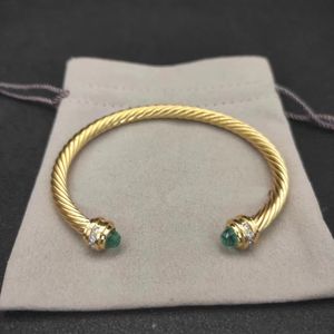 ダイヤモンドブレスレットケーブルブレスレットDy Pulsera Jewelry女性男性SIRE GOLD PEARL HEAD x形をしたカフブレスレットファヒオンジュエリークリスマスギフト5mm