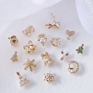 Nail Art Decorations 10pcs 3D Alloy Christmas Tree Bells Zircon Pearl Metal Manicure Nails Accessories DIY Supplies Charms 230927