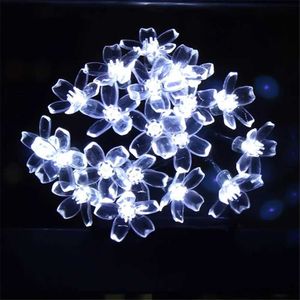 Christmas Decorations Cherry Blossom Flower Garland Lamp Operated LED Fairy Lights Crystal Flowers Indoor Wedding Christmas Decors R230928