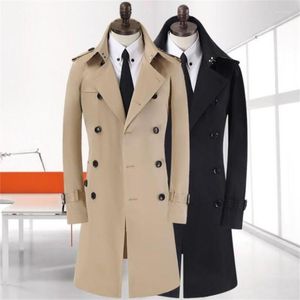 Men's Trench Coats Korean Mens Spring Autumn Long Windbreaker Business Casual Middle-Aged Young Double-Breasted Clothes Sobretudo Masc