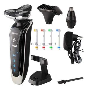 Electric Shaver Kemei Multifunktionell elektrisk rakapparat Flytande laddningsbar elektrisk rakapparat Facial Oral Care 4 Blades Washable Electric Shaver45 YQ230928