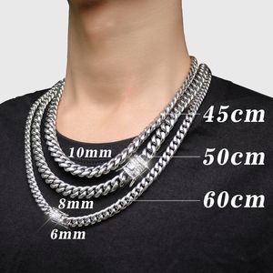 チェーンパンクチェーン幅6mm /8mm /10mmステンレス鋼シルバーゴールドカラーキューバチェーンブレスレット防水男性女性縁石リンクネックレスさまざまなサイズ