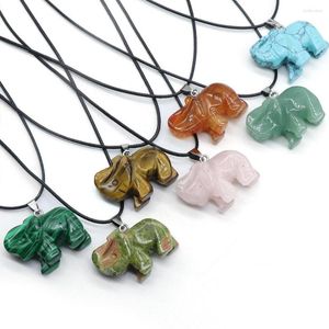 Colares Pingente 1 Pc Pedra Natural Elefante Forma Carnelian Cristal Cura Colar de Pedras Preciosas Chakra Energia Lucky Amulet Jóias Presente