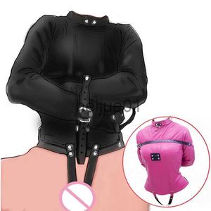 Bondage BDSM Couro Armbinder Restraint Straitjacket Jaqueta Reta Bondage Unisex Médico Paciente Cosplay Mulheres Sexy Lingerie X0928