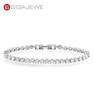 GIGAJEWE 4 3ct 3 0mmX43 Pz D Colore Taglio Rotondo Catena a maglie Placcato Oro Bianco Argento 925 Moissanite Bracciale Tennis Donna Fidanzata G279v