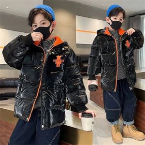 Down Coat Teen Boys Cartoon Cotton Jacket Fashion Hooded Coats Winter Children Thicken Warm Clothing Waterproof Tops 230928