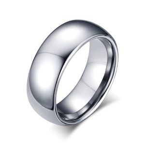 Простое обручальное кольцо из вольфрамовой стали, 8 мм, серебряное, простые кольца с гравировкой224U