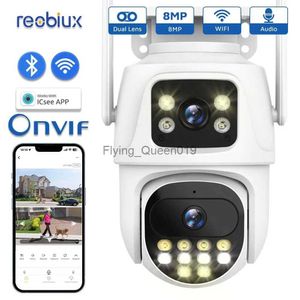 Объектив видеонаблюдения Reobiux Wi-Fi PTZ-камера 8-мегапиксельная IP-камера с двумя объективами Наружное наблюдение CCTV Защита безопасности Камера с двумя объективами и приложением ICsee YQ230928
