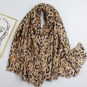 Fashion Leopard Print Chiffon Silk Scarf Summer Thin Travel Holiday Beach Handduk Solskyddsmedel Shawl Dinner Party Women's Sharves