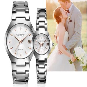 Роскошные модные умные наручные часы для влюбленных, кварцевые мужские часы 38 мм, женские часы 26 мм с браслетом из нержавеющей стали. Хорошие рекомендации255O