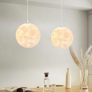 Chandeliers Nordic LED Moon Pendant Lighting For Dining Room Kitchen Restaurant Bar Decor Hanging Bedside Lights Suspension Lamp
