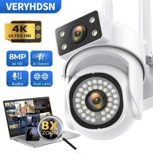 CCTV Lens 1/2pcs HD 8MP PTZ WiFi Kamera Dört Ekran Tam Renk Gecesi Güvenlik İnsan Tespiti Ses İzleme Gözetim Kameraları YQ230928