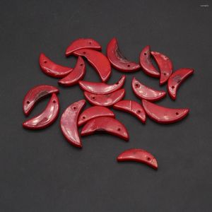 Pendant Necklaces 5pcs Red Coral Stone Pendants Moon Shape Exquisite Jewelry DIY Accessories Natural Sea Bamboo Gift Handmade Necklace