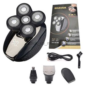 Electric Shaver 2021 New Electric Shaver 4 In 1 4D Men Bald Head 5 Floating Heads Beard Nose Ear Hair Trimmer USB Charge Clipper Facial Brush YQ230928