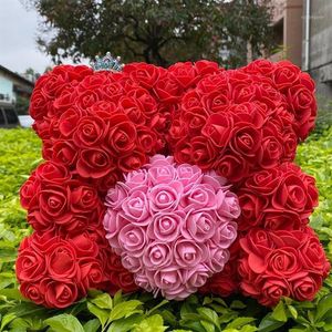 Ghirlande di fiori decorativi Orso di rose artificiali Multicolor Schiuma di plastica Teddy Fidanzata Regalo di San Valentino Festa di compleanno Deco188P