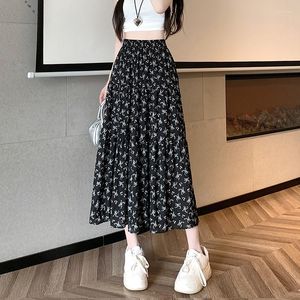 Skirts Fragmented Blossom Half Skirt Women's Mid Length Umbrella 2023 High Waist Slim A-line