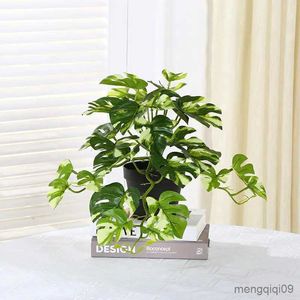 Decorações de Natal Plantas Artificiais de Alta Qualidade Folha de Tartaruga para Vaso Pote Mesa de Casamento Tropical Sala de Estar Casa Jardim Decoração de Natal R230928