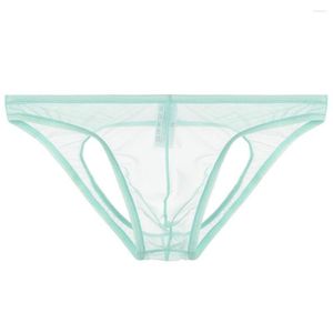 Cuecas ocas de malha briefs homens sexy calcinha erótica fina transparente roupa interior homem aberto virilha ver através de lingerie pura