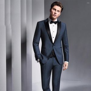 Men's Suits Gorgeous Navy Blue Suit Mens Formal Business Blazer Party Wedding Groom Tuxedo Slim Fit 3 Piece Jacket Vest Pants Costume Homme