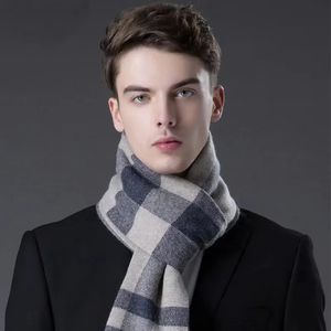 Halsdukar av hög kvalitet 100 ren ull halsduk män vinter höst mjuk varm vindtät ljuddämpare herrar mode klassisk affär sjal man 230928