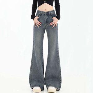 Vintage high street flare jeans kvinnor y2k estetiska breda ben denim byxor kvinnliga baggy casual hög midja långa byxor