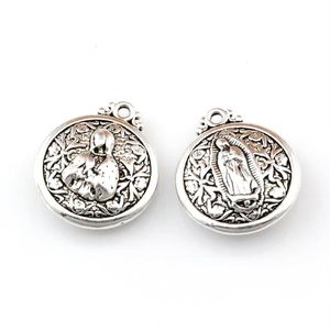 25Pcs lot Antique Silver Virgin Mary Charm Pendants For Jewelry Making Bracelet Necklace Findings 21x24mm A-481208W