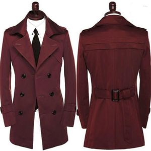 Men's Trench Coats Korean Spring And Autumn Clothes Young People's Wine Red Casual Windbreaker Roupa Masc