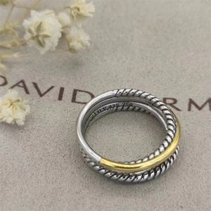 Dy Twisted Vintage Band Designer Wedding Rings for Women Gift Diamonds 925 Sterling Silver Luxury Fashion 14k Gold Plating Engagement Party Jewelry Gift