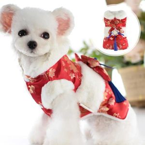 Dog Apparel Coat/Jacket Floral Pattern Doll Collar Autumn Winter Large Bow Plush Foreleg Pet Cats Jacket For Christmas