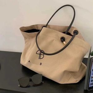 Una lettera B Stampa Borsa tote di grande capacità Borse per la spesa da donna Borsa da vacanza in tela di canapa di cotone Borsa a tracolla Borsa 230420