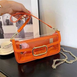 Sell Jelly Crossbody Bag V Letter Designer Bag For Women Simple PVC Transparent Shoulder Messenger Bag Chain Underarm Tote Bag Fashion Purse Handbag 230715