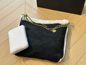 1:1 qualidade espelho saco de lixo de couro de pelúcia com padrão de diamante bolsa de ombro feminina corrente crachá design bolsa de moda designer de grande capacidade