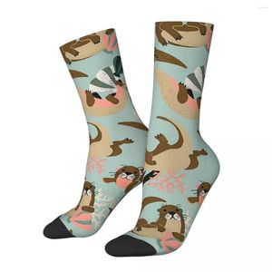 Men's Socks Crazy Sock For Men Otter Collection Mint Palette Hip Hop Vintage Ocean Pattern Seamless Printed Boys Crew