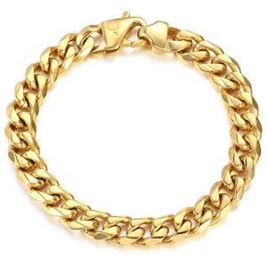 Davieslee 11mm pulseira masculina cubana curb link chain 316l pulseira de aço inoxidável para homens meninos ouro prata cor 8 9 polegadas DHB5142315