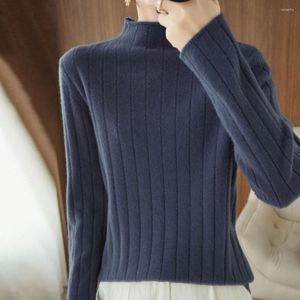 Kvinnors blusar Spring Autumn Winter Knitwear Women Sweaters Fashion Casual Warm Knit Cable Jumper Female Turtleneck tröja