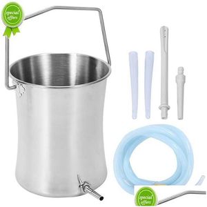 Baking Pastry Tools 2L Health Stainless Steel Enema Bucket Suitable For Colon Cleansing Reusable Constipation Cleaning Detoxificat Dhkxt