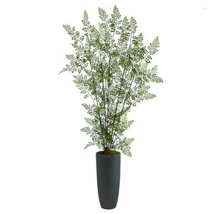 Dekorativa blommor ruffle Fern Artificial Tree in Grey Planter