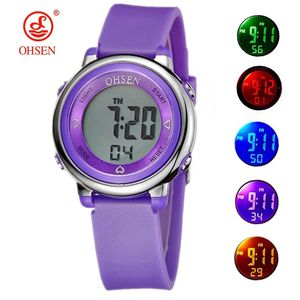 Wristwatches Design Watch for Girl Women Sport digital LCD 50M Diving Purple silicone strap cartoon Children wristwatch Kid Gift 230927