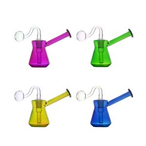 Mais Barato Mini Bongo De Vidro Queimador De Óleo Colorido Espessura Dab Rig Bongs 14mm Feminino Reciclador Ashcatcher Com Bocal De Cachimbo De Água 30mm Bola Masculino Tubo De Queimador De Óleo De Vidro